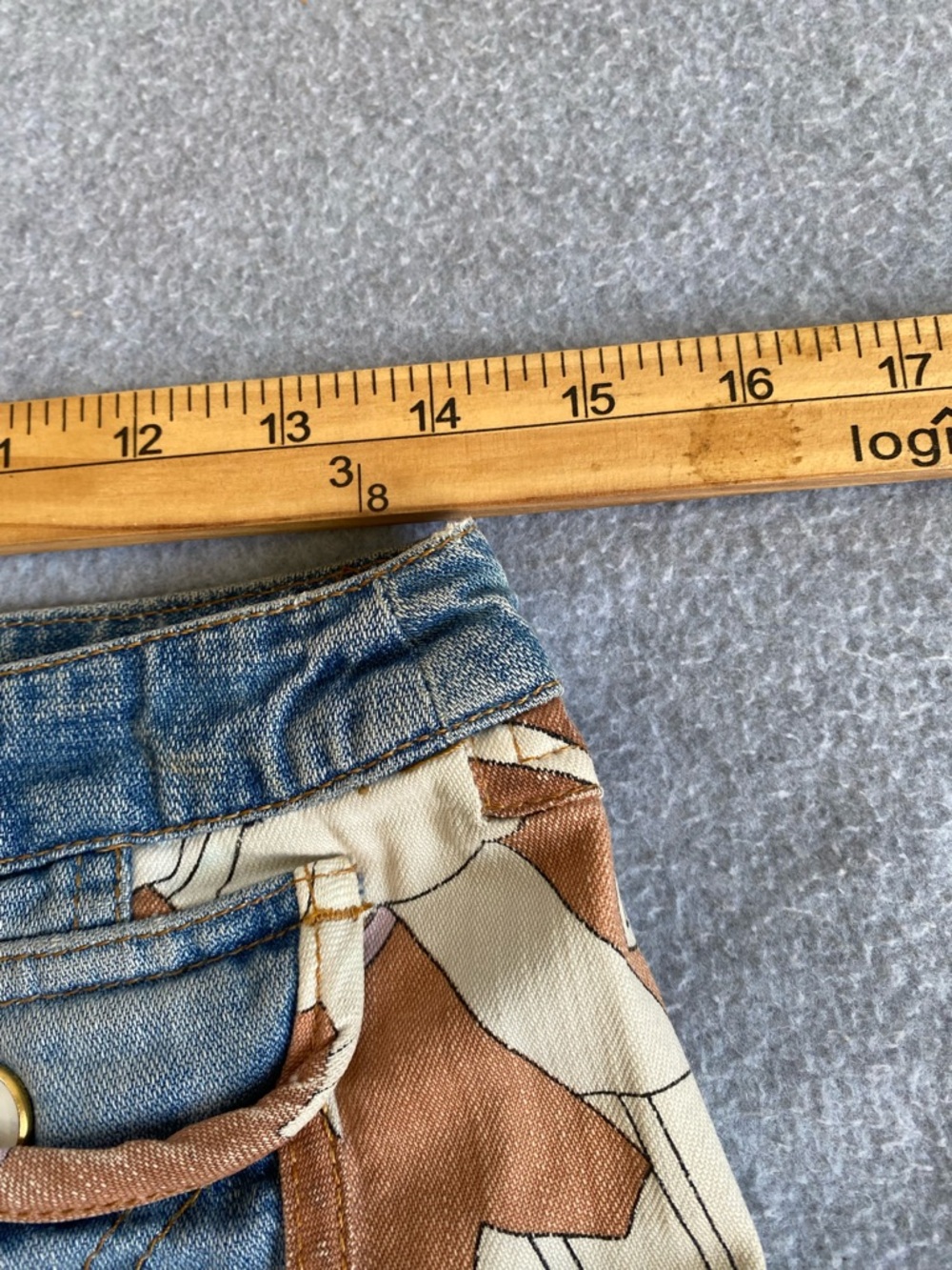 Vintage Y2K Dolce & Gabbana D&G Women Denim Jeans/ Fabric Boho Floral Pants 27-4 - Picture 10 of 16
